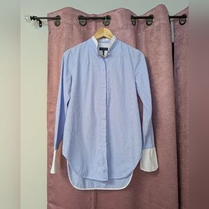 Delicate Rag & Bone Striped Dress Shirt Blouse With Cuffs Made USA 100% Cotton